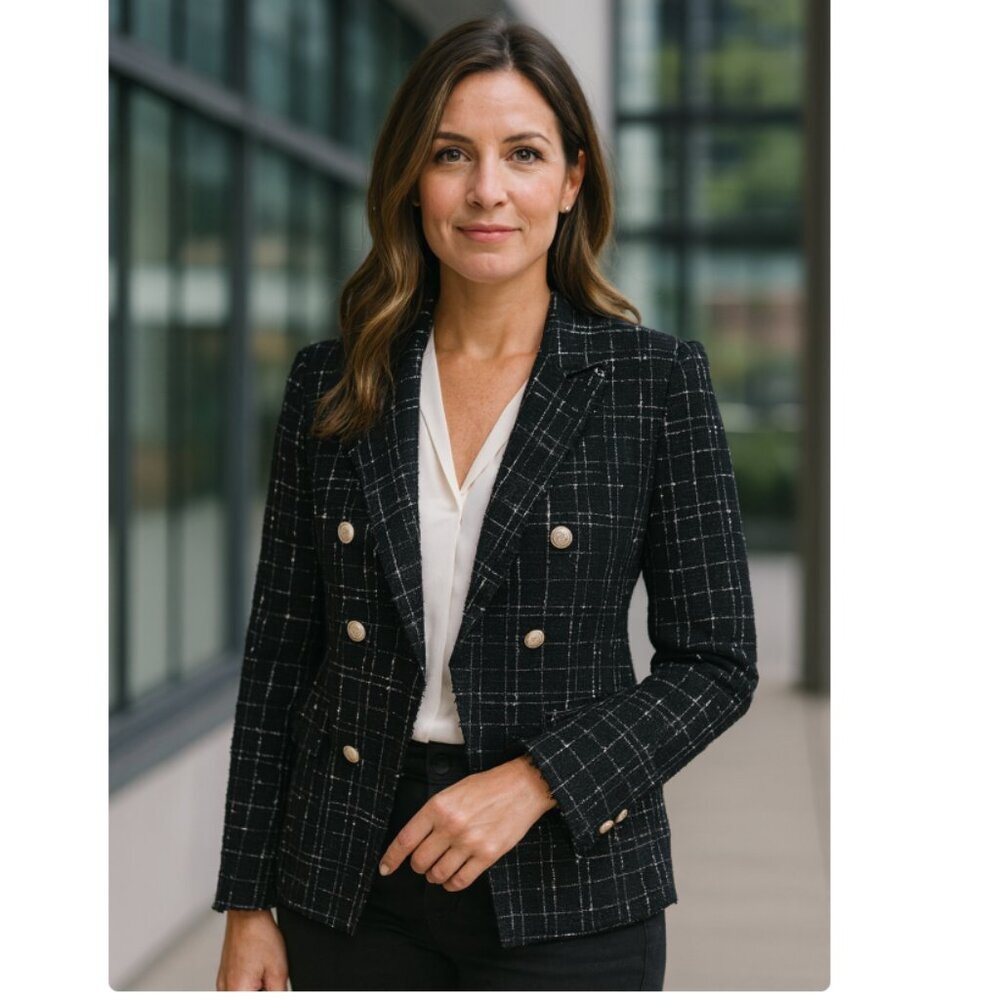 VICI Double Breasted Tweed Blazer Size XL EUC